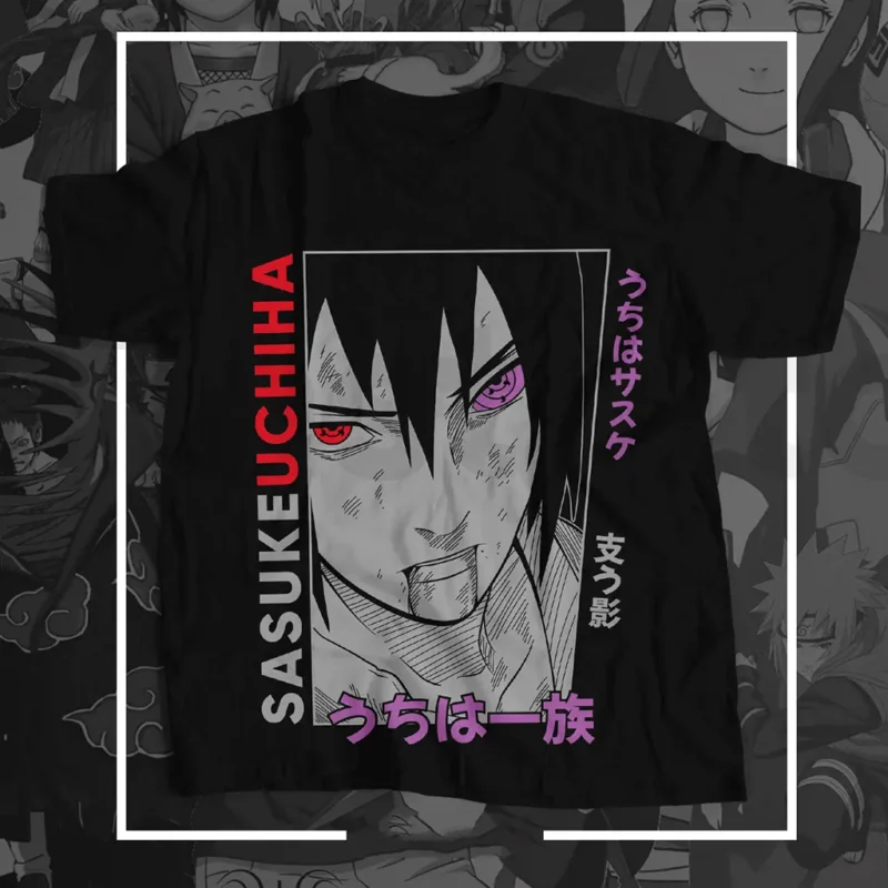 drop shoulder t shirt Sasuke Uchiha T-Shirts