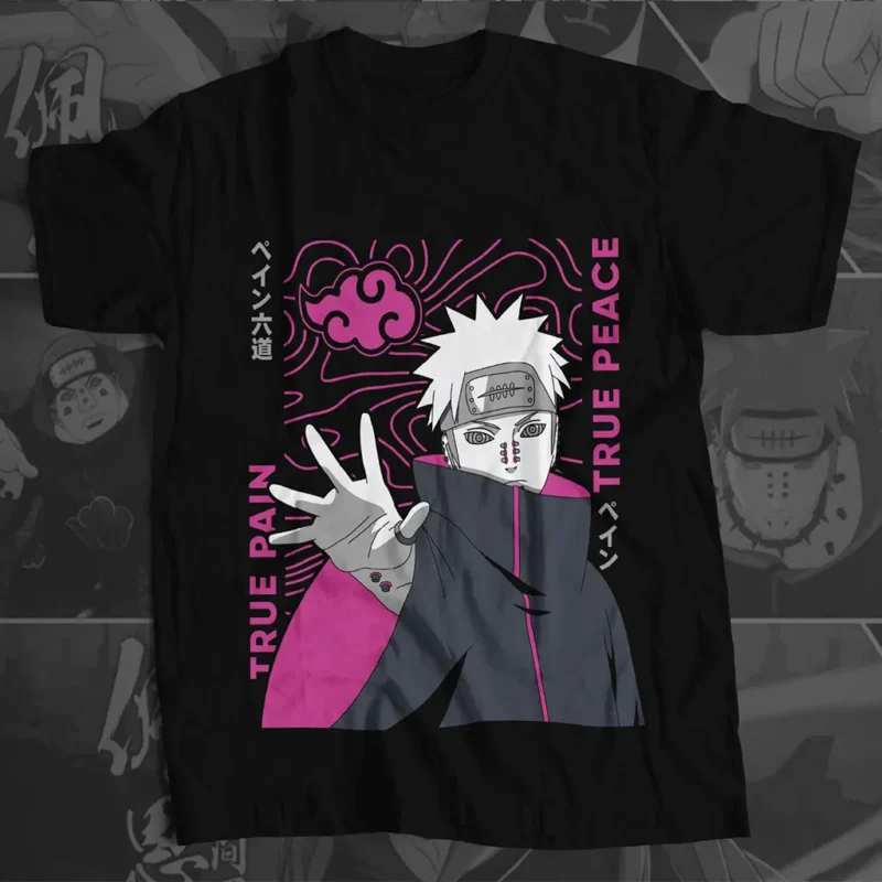 oversize drop shoulder t shirt Black T-Shirt - Unisex Anime Tee