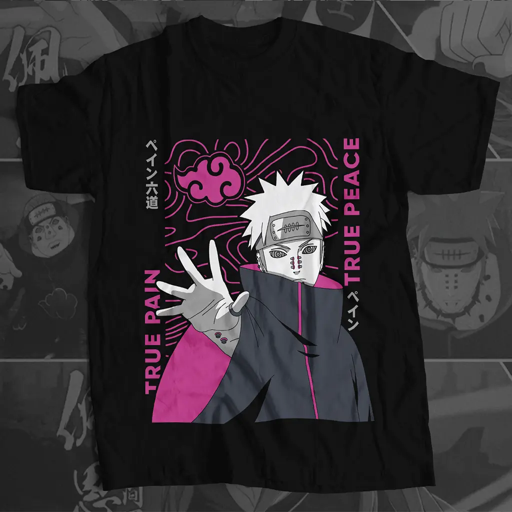 Oversize drop shoulder t shirt Black t-shirt - unisex anime tee