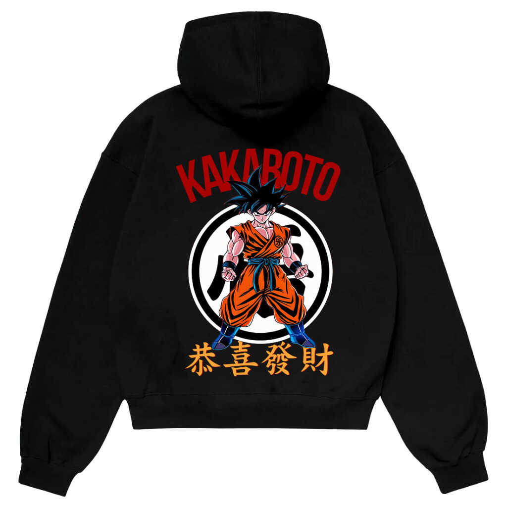 Drop shoulder anime hoodies (1) Hz designs kakaroto anime hoodie pakistan – oversize drop shoulder streetwear in 380 gsm fleece”