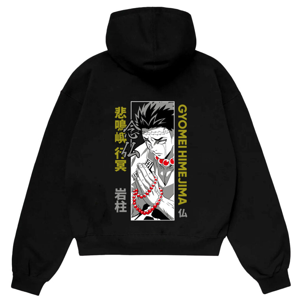 Drop shoulder anime hoodies (22) Hz designs gyomei himejima hoodie pakistan – demon slayer oversize drop shoulder hoodie in 380 gsm fleece