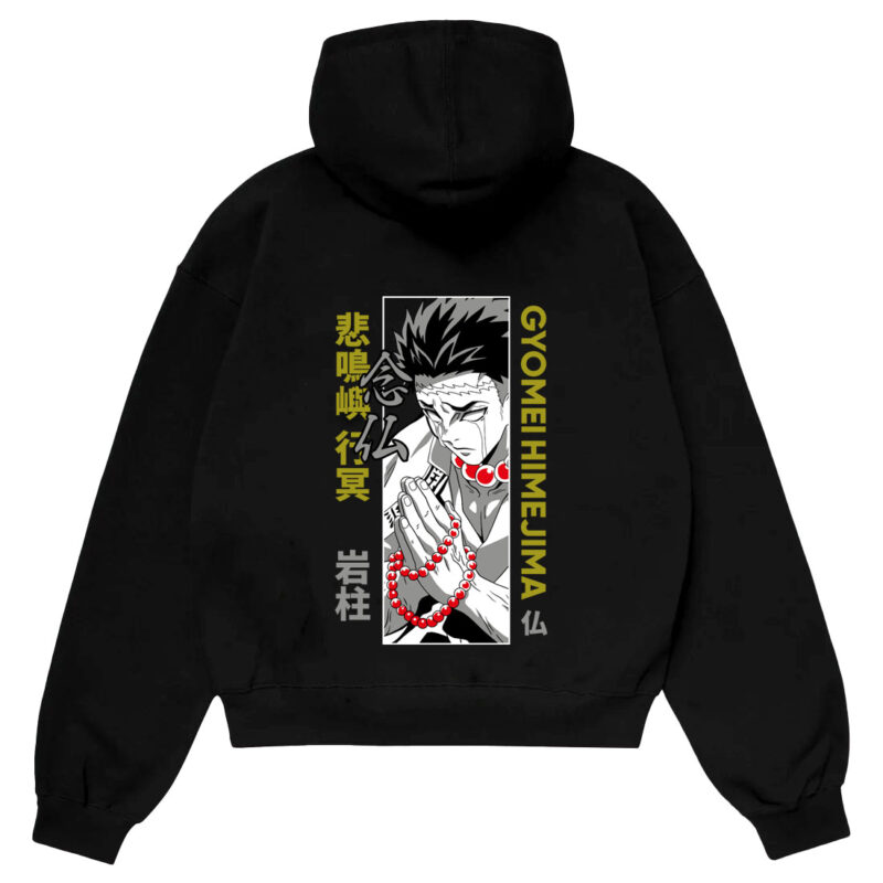 Drop Shoulder Anime Hoodies (22) Hz Designs Gyomei Himejima Hoodie Pakistan – Demon Slayer Oversize Drop Shoulder Hoodie in 380 GSM Fleece