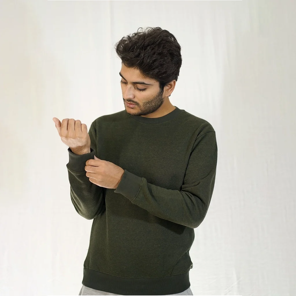 Latest sweatshirts Classic olive crewneck sweatshirt – premium knit, unisex