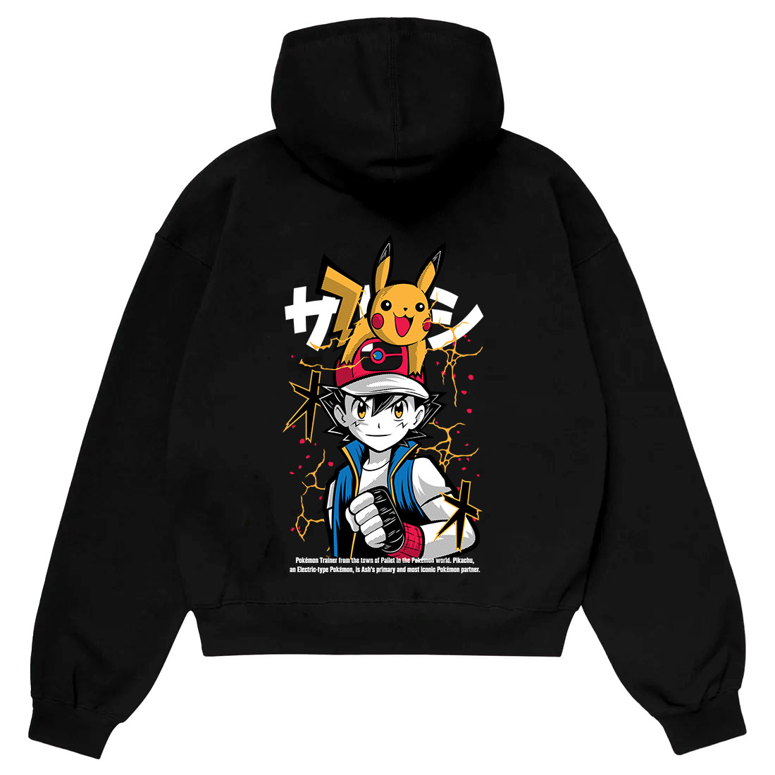 Ash ketchum with pikachu hoodie – premium anime oversize hoodie pakistan