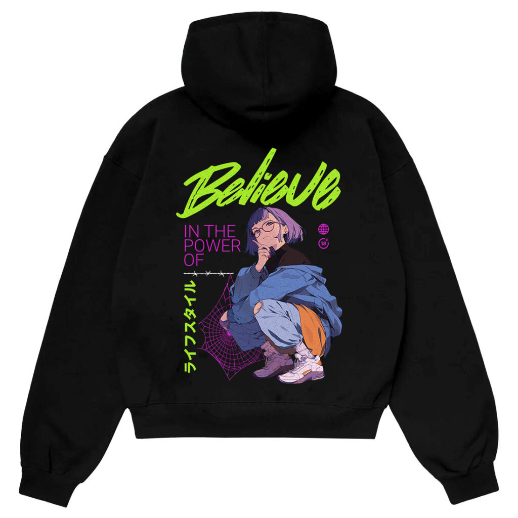 Believe-thinking-girl-hoodie-pakistan Hz designs believe hoodie pakistan – thinking girl oversize drop shoulder streetwear in 380 gsm fleece