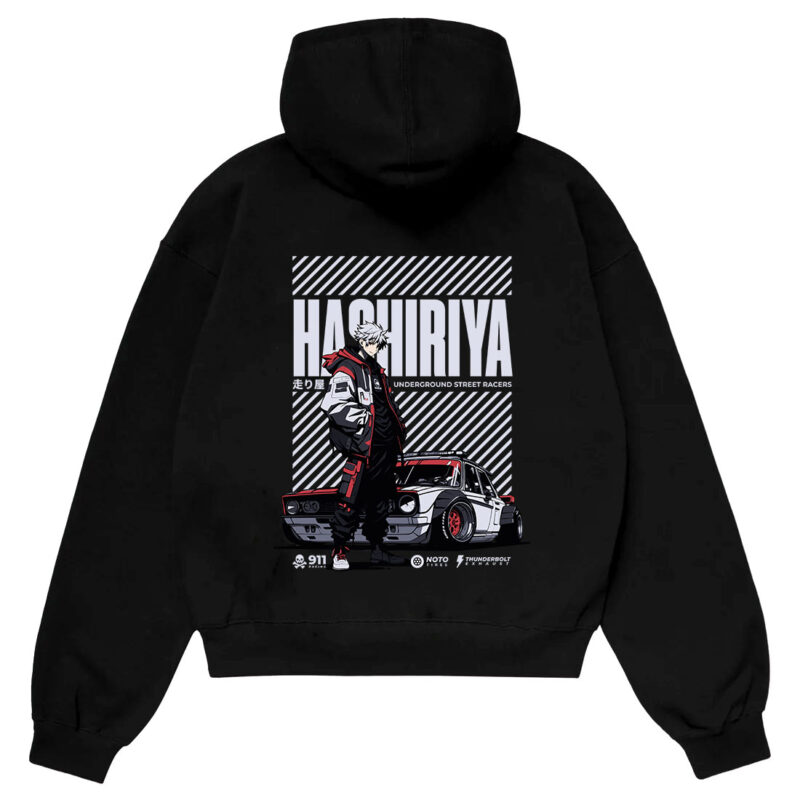 Hashiriya-back-print-hoodie-pakistan Hz designs hashiriya back print hoodie pakistan – oversize car culture streetwear in 380 gsm fleece