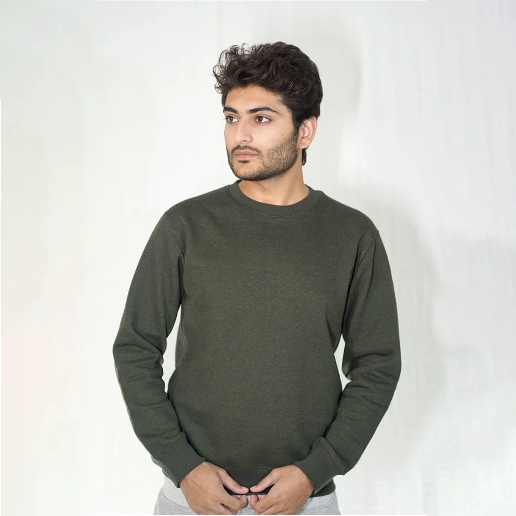Men's sweatshirts Classic olive crewneck sweatshirt – premium knit, unisex