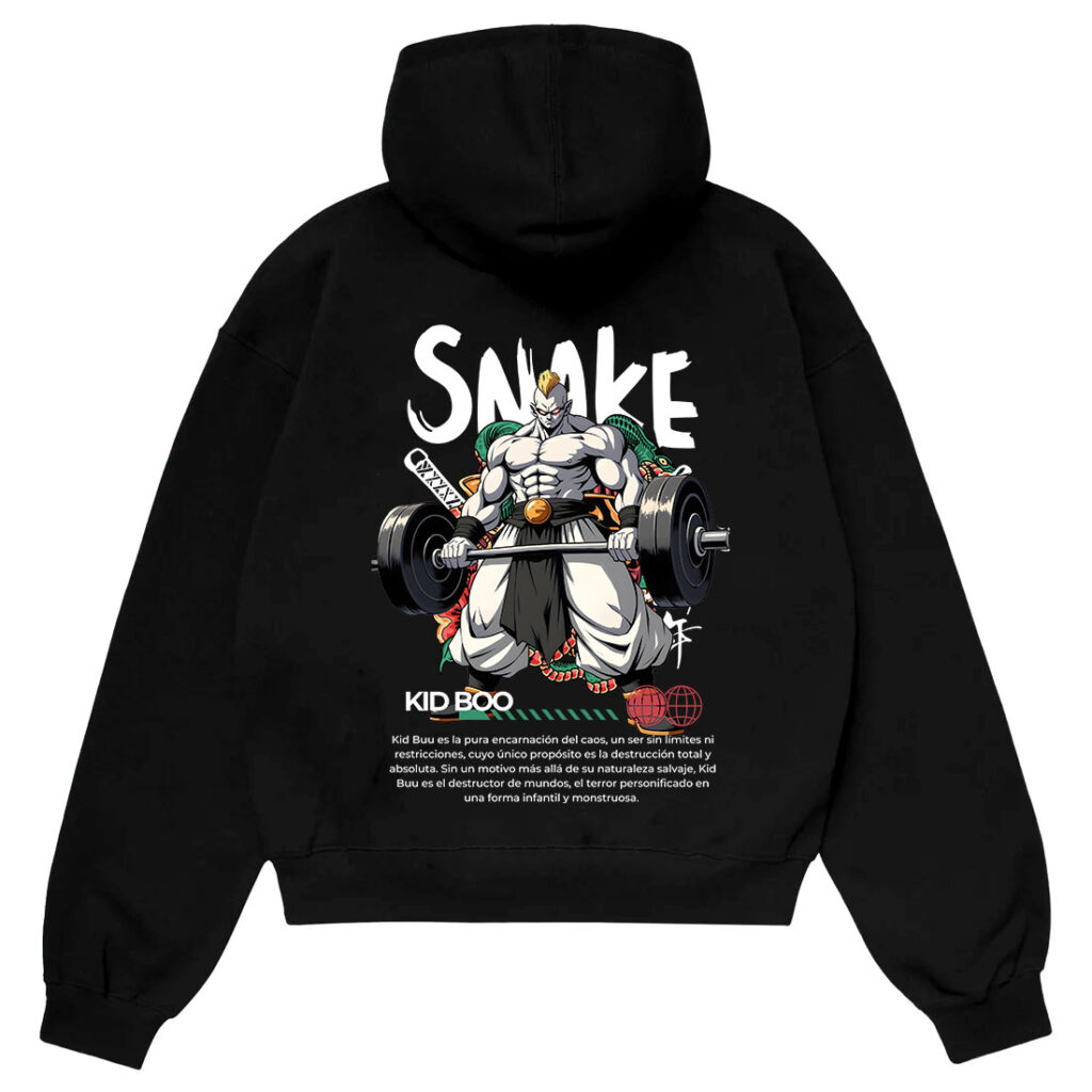 Snake-kid-buu-anime-hoodie-pakistan Hz designs snake kid buu anime hoodie pakistan – oversize drop shoulder streetwear in 380 gsm fleece